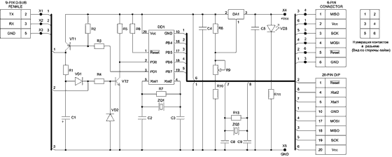 Универсальный программатор микроконтроллеров PIC, AVR и микросхем EEPROM (для com-порта)